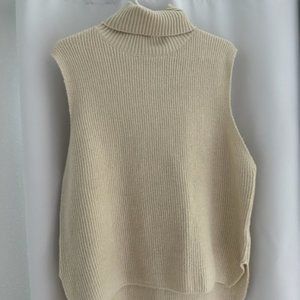 Cream Sleeveless Turtleneck